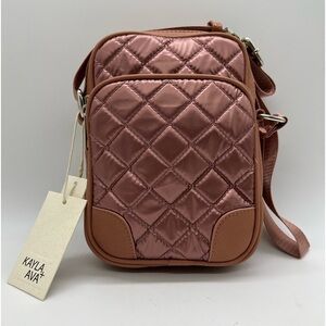 KAYLA + AVA WOMENS VEGAN FAUX LEATHER QUILTED BLUSH COLORED CROSSBODY NWT
